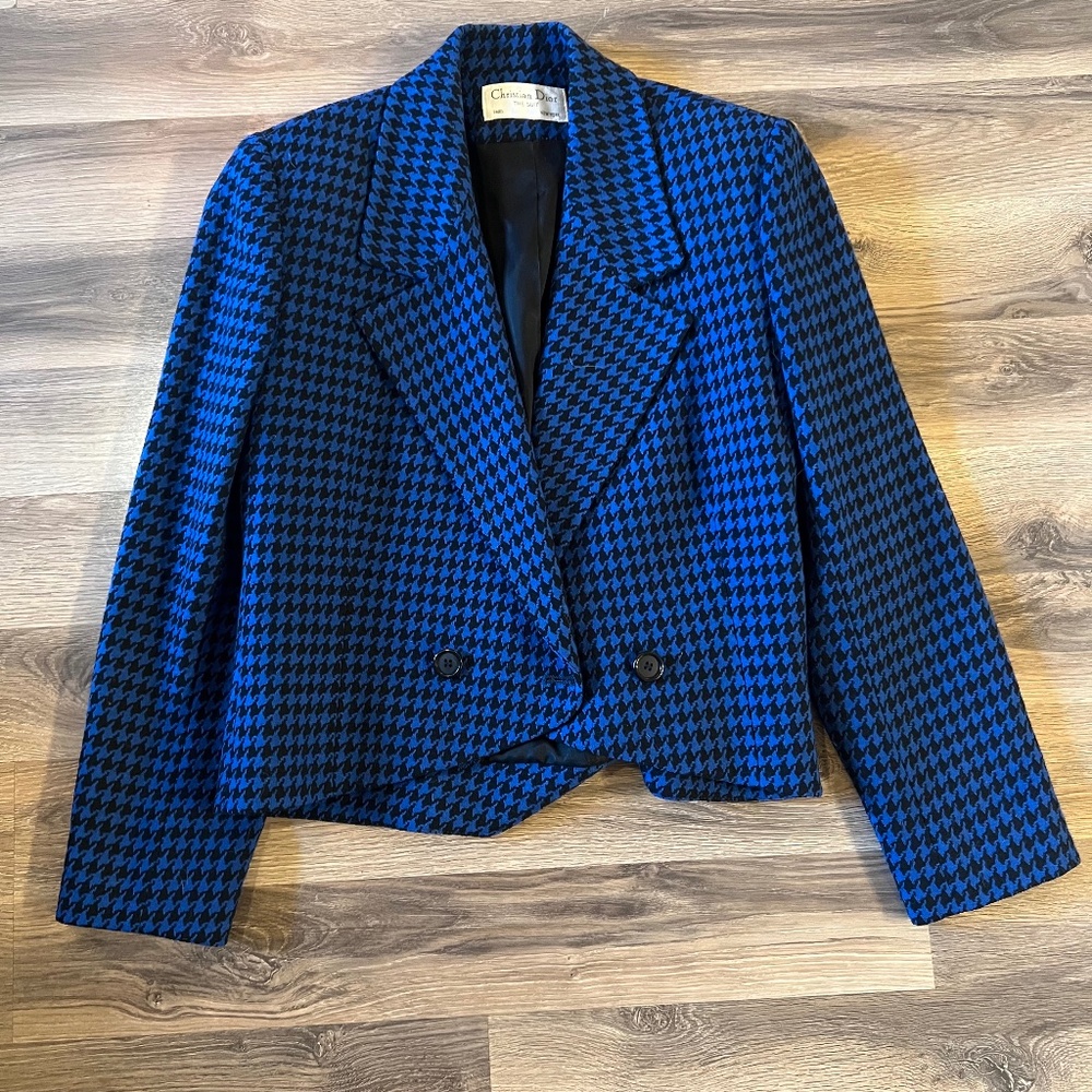 Dior by Christian Dior Houndstooth Blue Blazer